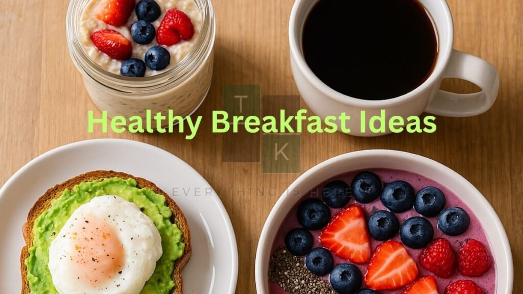 Healthy breakfast ideas for weight loss – avocado toast, smoothie bowl, oats, and coffee