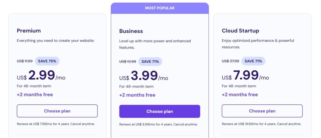 Hostinger Plans and Pricing