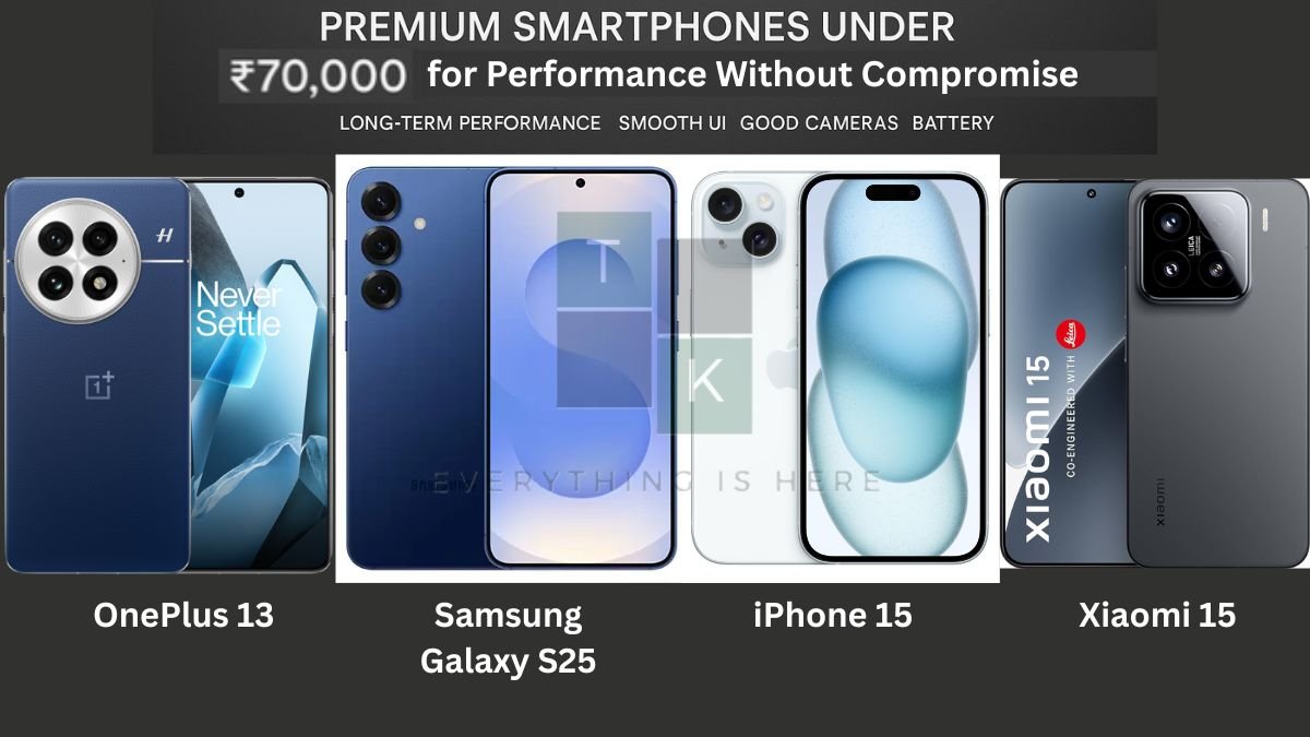 Smartphones Under Rs 70000 OnePlus 13, Samsung Galaxy S25, iPhone 15, Xiaomi 15, OnePlus 13R