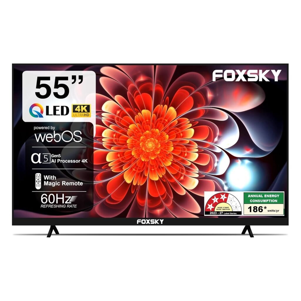 Foxsky 139 cm (55 inch) Frameless Series QLED 4K Ultra HD LED Smart TV (WebOS) under Rs 30000