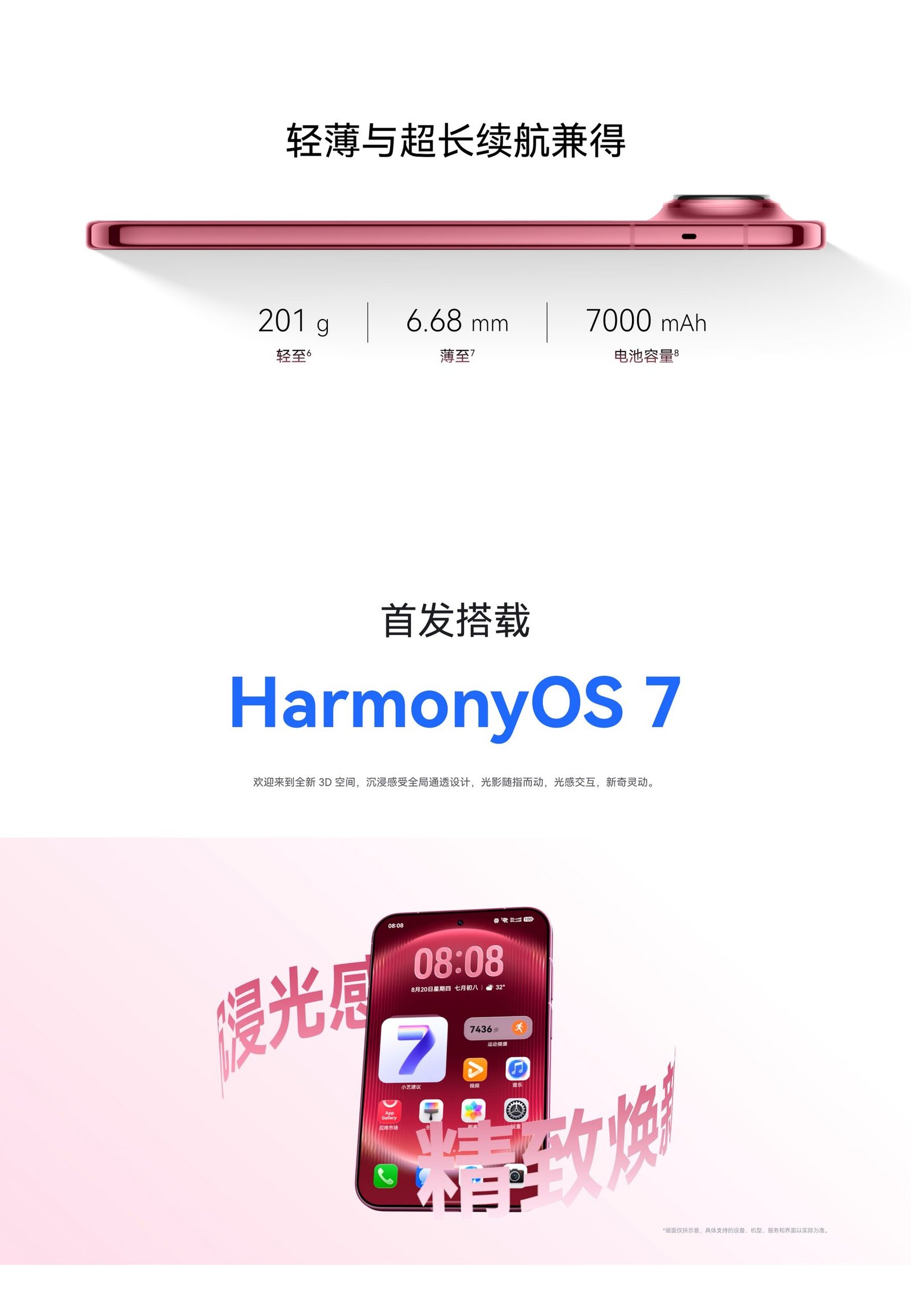 Huawei Pura X View battery size and phone thickness
