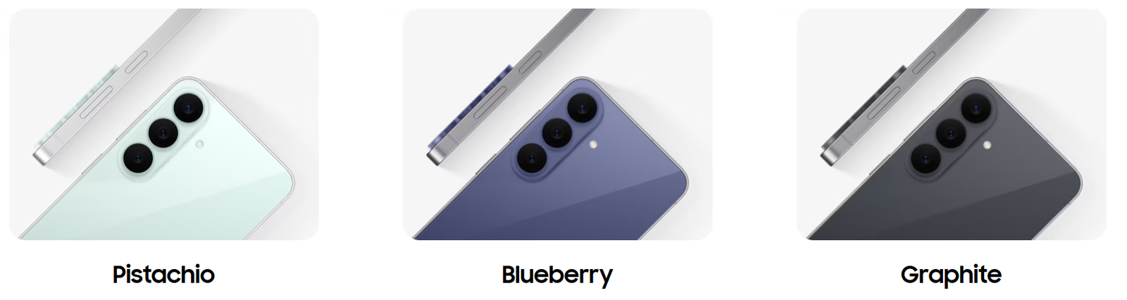 Samsung Galaxy S26 FE color - Blueberry, Graphite and Pistachio