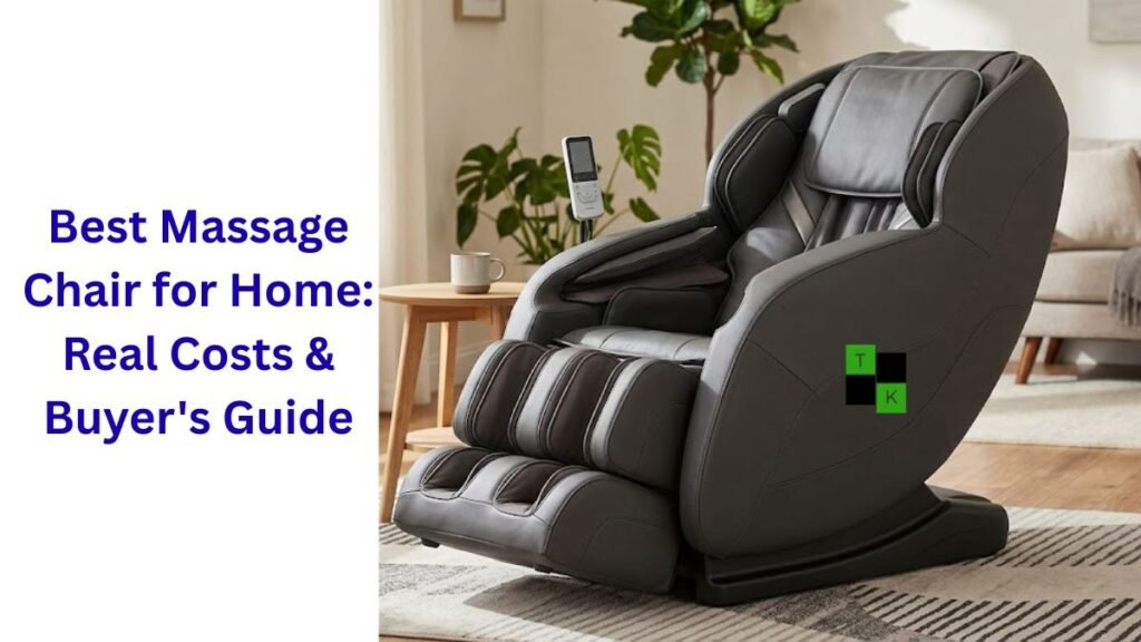 Modern full body zero gravity massage chair set up in a bright home living space
