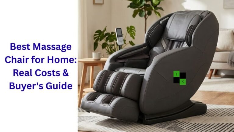 Modern full body zero gravity massage chair set up in a bright home living space