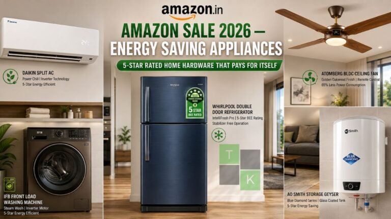 Energy Saving Smart Appliances buying guide featuring 5-star home appliances in a modern house