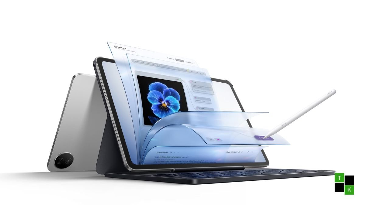 Honor Pad 20 Pro tablet with 12.1-inch 3K Paperlike display, keyboard folio, and digital stylus pen.