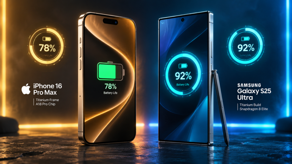 iPhone 16 Pro Max vs Samsung Galaxy S25 Battery test