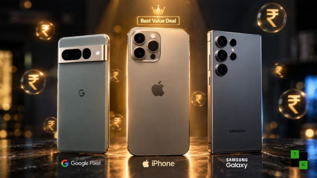 Apple iPhone 17 compared alongside Google Pixel 11 and Samsung Galaxy S26 in flagship smartphone deal value test.