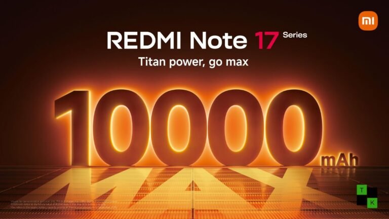 Official launch date announcement banner for the Redmi Note 17 series featuring the Pro Max with 10,000mAh battery.