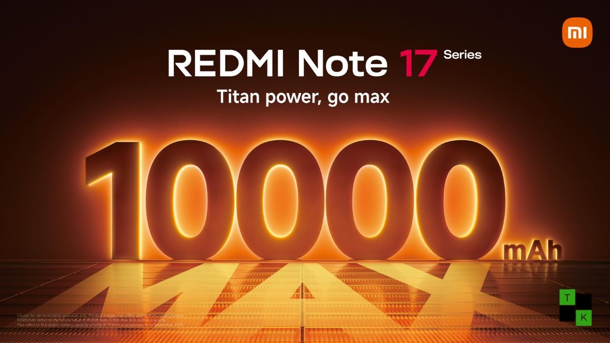 Official launch date announcement banner for the Redmi Note 17 series featuring the Pro Max with 10,000mAh battery.