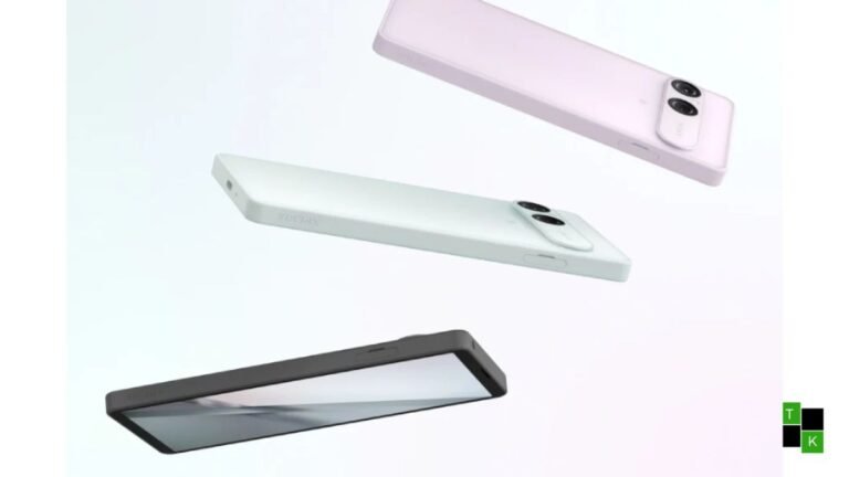 Sony Xperia 10 VIII smartphone featuring 6.1-inch 120Hz OLED display, 3.5mm headphone jack, and 5,000mAh battery.