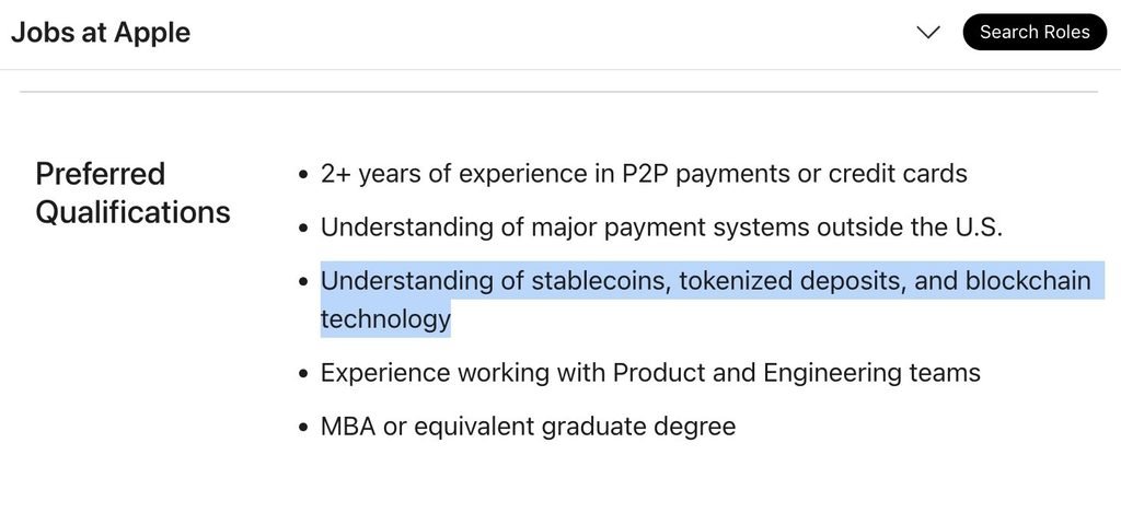 Apple stablecoin hiring