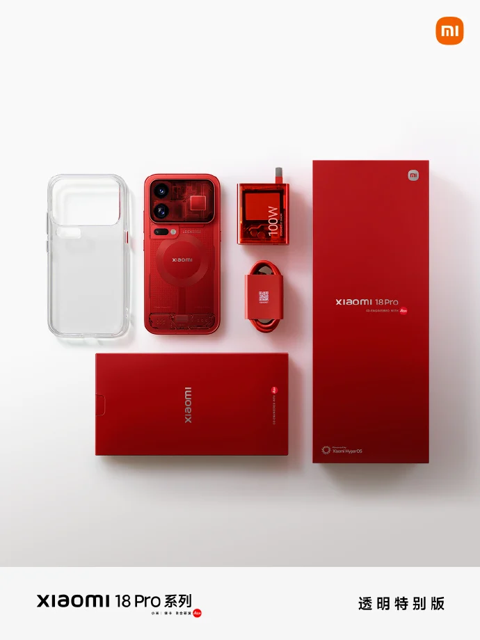 Xiaomi Red Transparent Special Edition Transparent Red In-Box Accessories