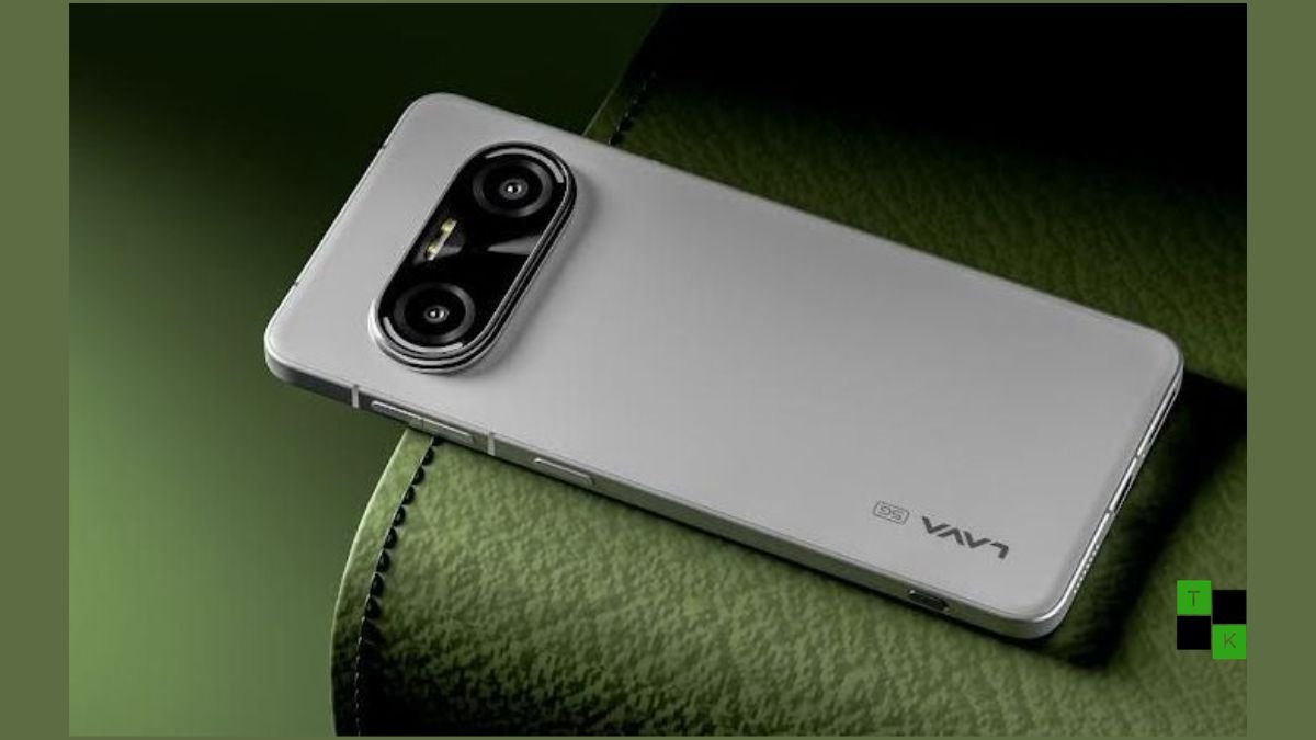 The Lava Agni 4N smartphone in Phantom Black and Lunar Mist finishes displaying its clean rear visor and 1.5K AMOLED screen.