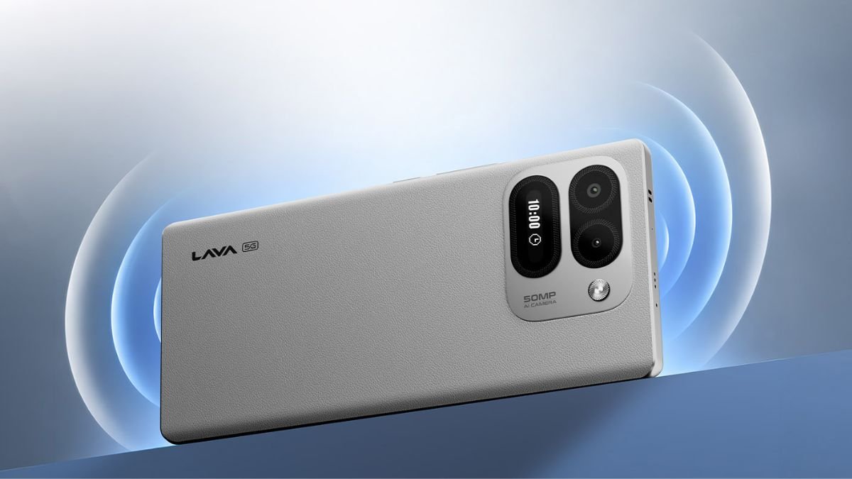 The Lava Virat Curve 5G smartphone showing its 3D curved front display and rear secondary notification screen.