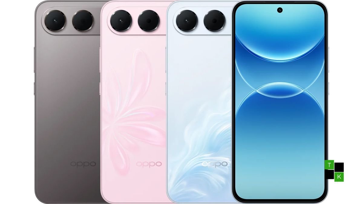 The OPPO A7 Pro smartphone in Riding the Waves light blue finish with a ripple texture resting near splashing water.