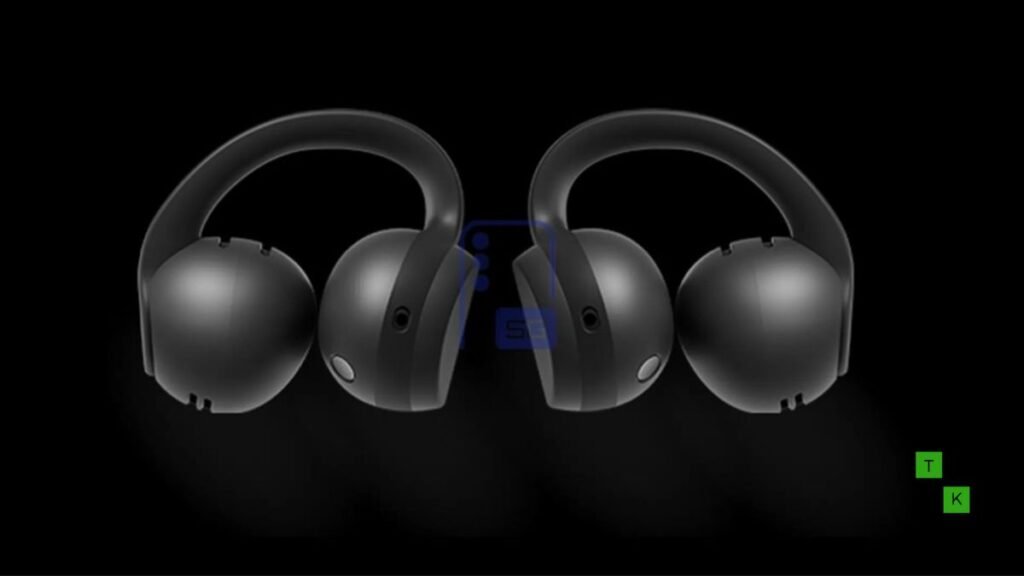 Leaked renders of the black Samsung Galaxy Buds On open-ear clip-on wireless earbuds showing their dual-module loop design.