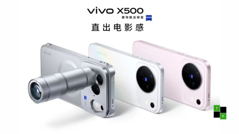 Vivo X500 flagship smartphone featuring a 6.59-inch 144Hz display and Zeiss camera circular module.