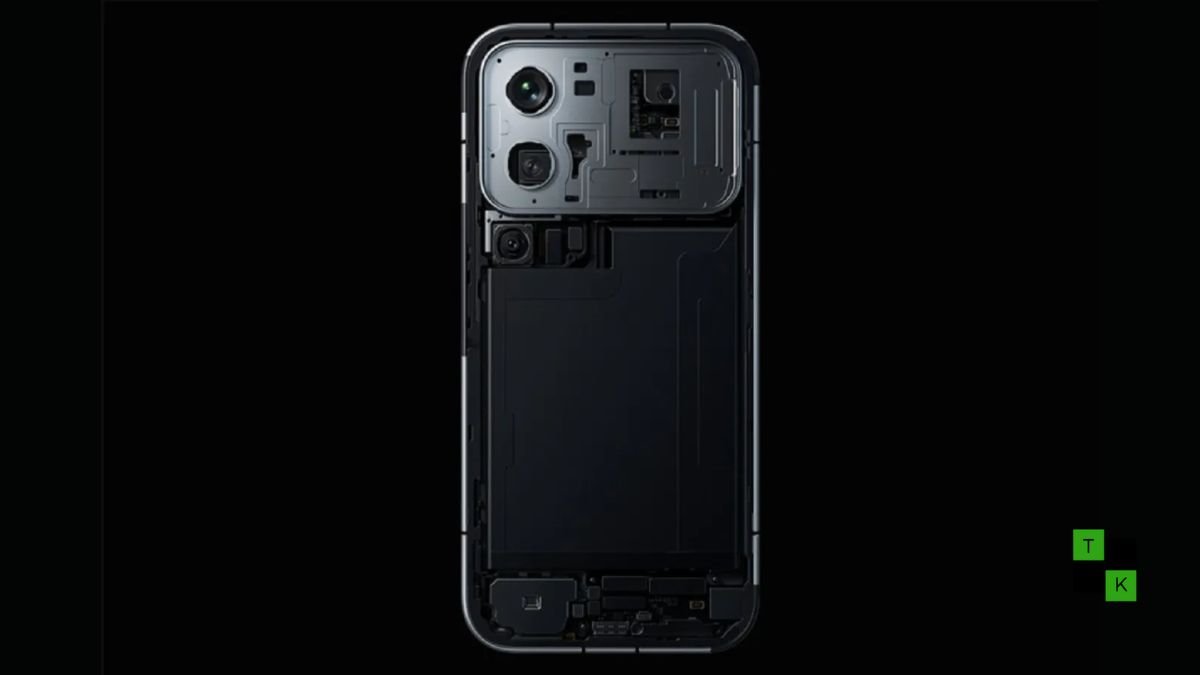 A modern Xiaomi 18 Pro flagship smartphone showing its large camera island with an integrated 4-inch color OLED rear display.