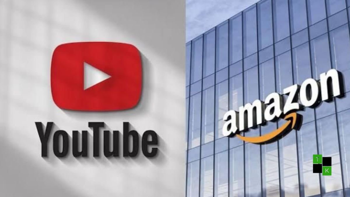 A creator editing a video in YouTube Studio displaying the interactive Amazon product tagging picker on a desktop screen.