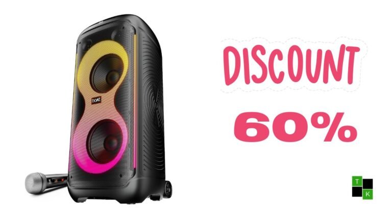 boAt PartyPal 650 300W trolley party speaker with glowing RGB LED lights and two wireless karaoke microphones