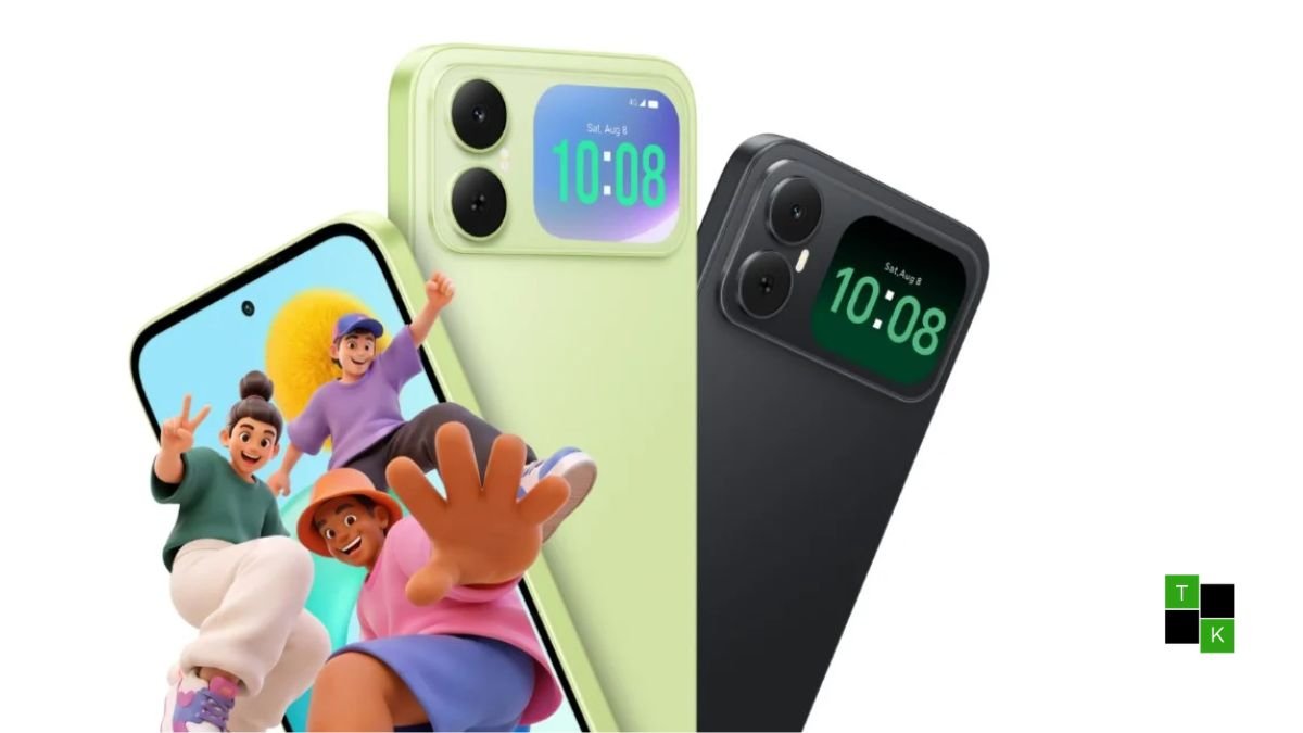 The Honor X5ds smartphone in Forest Green showing its 2.01-inch rear secondary screen and 50MP camera module.