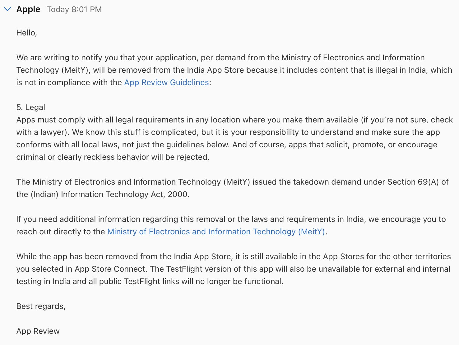 Government of India Directs Removal of Offline Messaging App Bitchat from Apple App Store