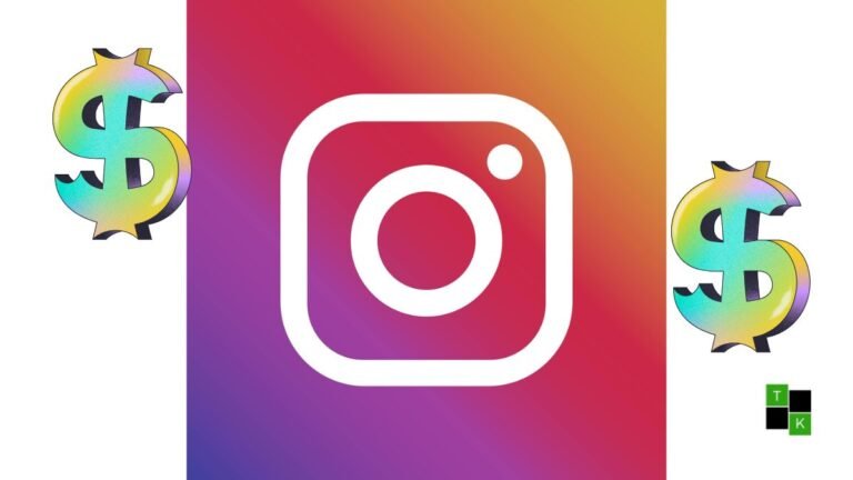 Conceptual illustration of an illuminated smartphone displaying an Instagram Features widescreen video beside a studio production camera and graphic metrics reading $500,000.