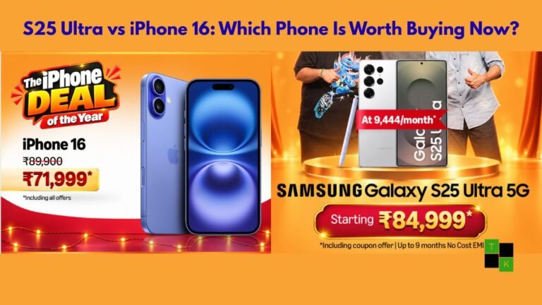 Apple iPhone 16 and Samsung Galaxy S25 Ultra side by side during Amazon festive sale