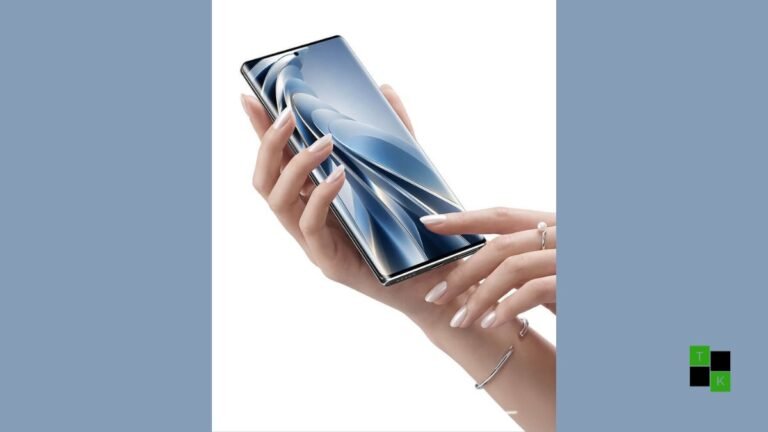 Lava Aura Curve 5G smartphone in Heritage Indigo vegan leather finish showing curved AMOLED front display and rear secondary screen.