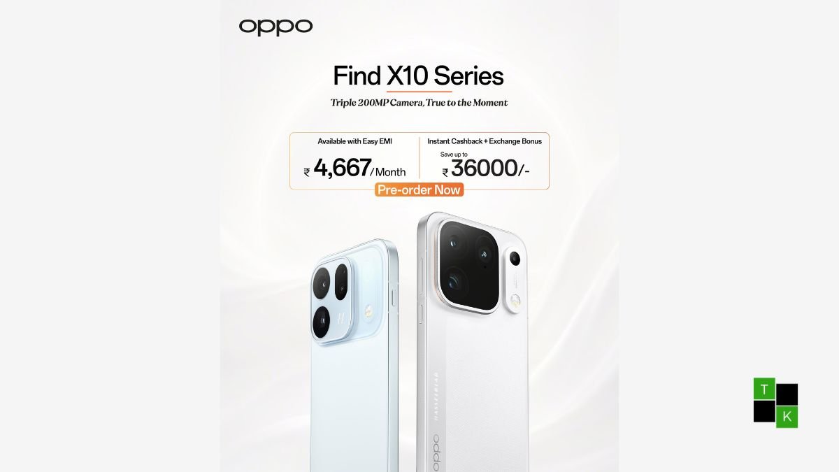 OPPO Find X10 Pro Max in Titanium Grey and Find X10 in Glacier Blue resting on an architectural surface showing high-end camera islands.