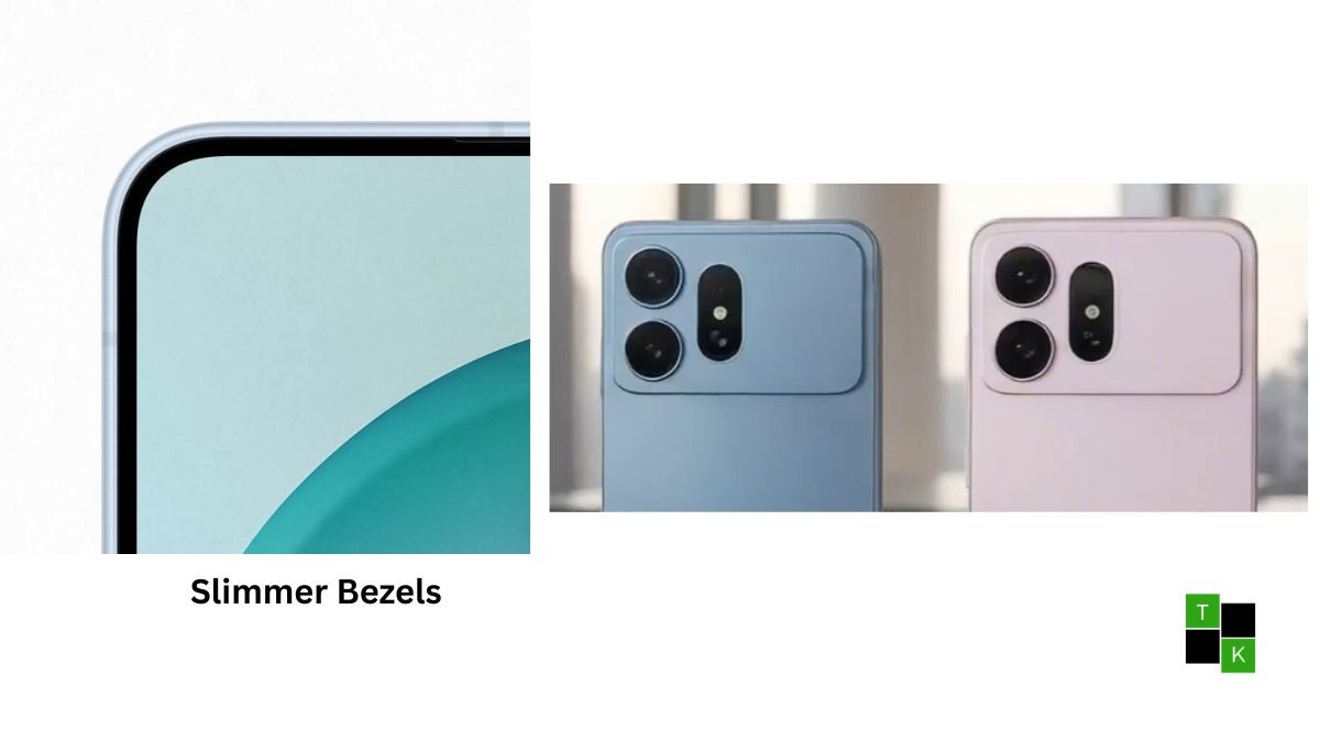 Conceptual CAD render of the Samsung Galaxy S27 Ultra showing its 1.28mm symmetrical display bezels and 4.65mm horizontal rear camera visor.